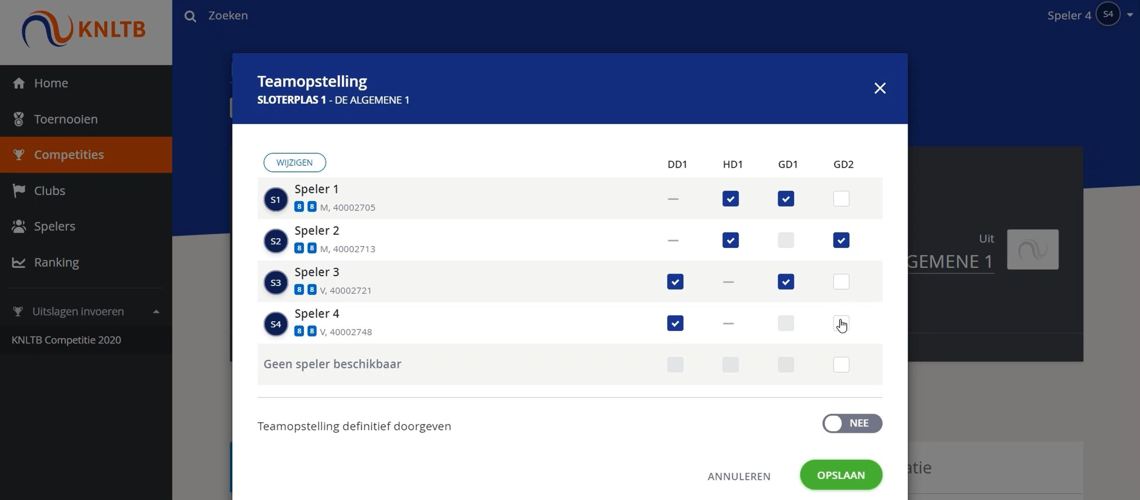 KNLTB Digitale Teamopstelling