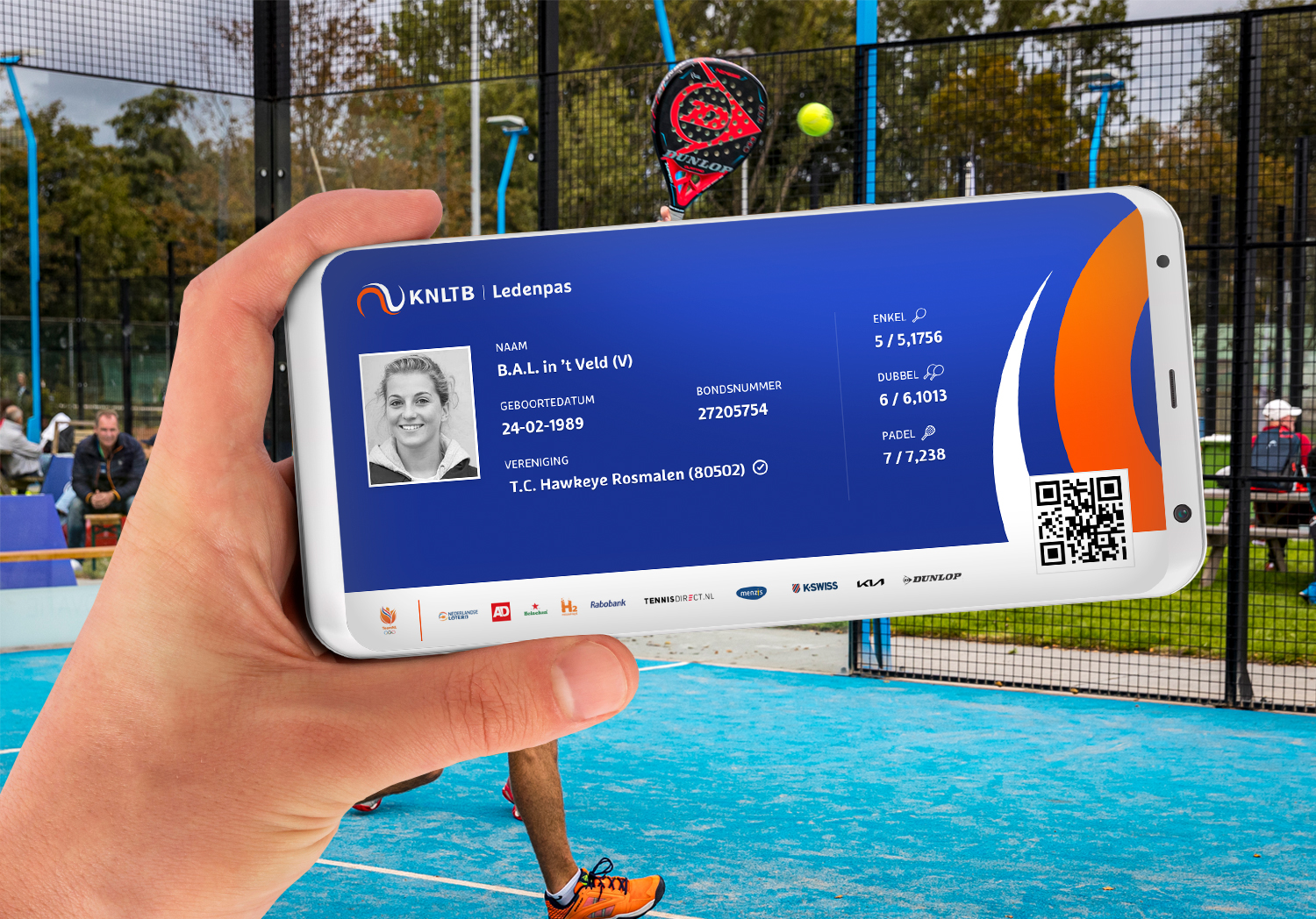 Montage Digitale Ledenpas Padel (Witte Telefoon)